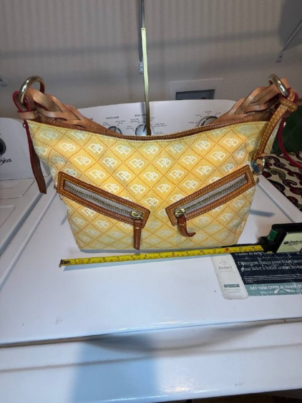 Dooney & Bourke Yellow DB Monogram Canvas Shoulder Bag